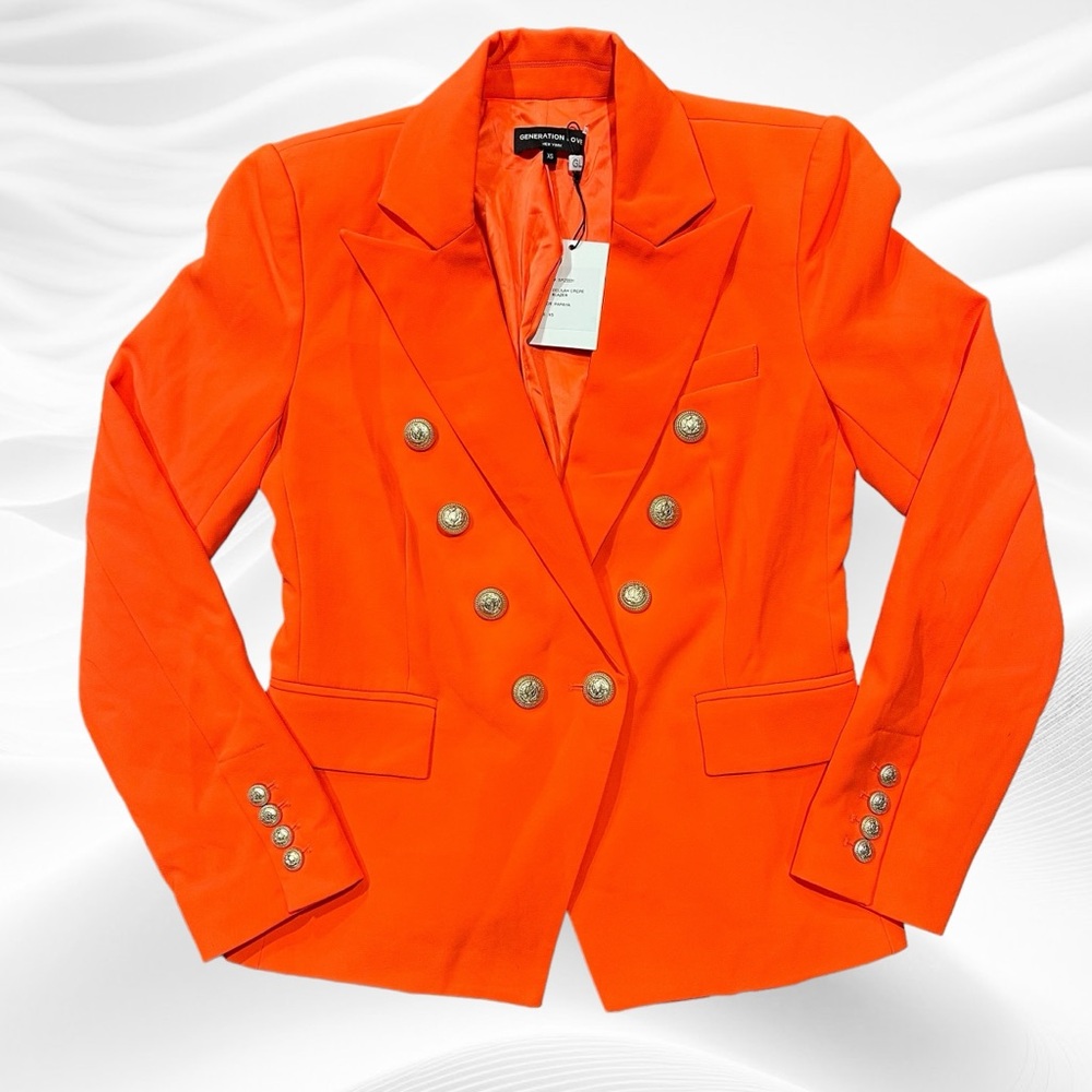GENERATION LOVE NEW  Delilah Crepe Blazer Papaya‎ Orange XS